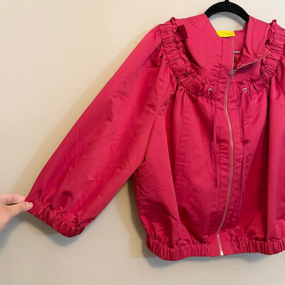 SoCa St John Windbreaker Jacket Large Pink Bomber Hooded Gorpcore Outdoor Hiking - Picture 5 of 7